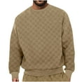 thumbnail image 1 of YUGYXL Mens Plaid Print Long Sleeve Crewneck Sweatshirts Fashion Oversized Sweatshirt Casual Basic Fall Pullover Beige S, 1 of 6