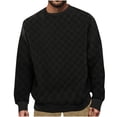 thumbnail image 1 of YUGYXL Mens Plaid Print Long Sleeve Crewneck Sweatshirts Fashion Oversized Sweatshirt Casual Basic Fall Pullover Black S, 1 of 6