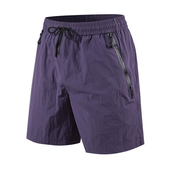 YUGYXL Mens Quick Dry Active Sport Shorts Big and Tall Drawstring Workout Shorts with Zipper Pockets Tennis Shorts Purple XL