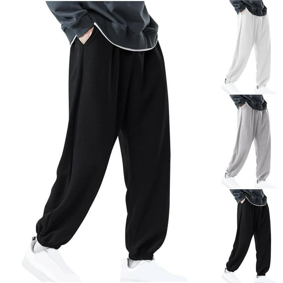 YUGYXL Mens Stretch Waist Sweatpants Drawstring Comfortable Tapered Pants with Pockets Active Joggers Pants Workout Pants White M