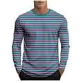 thumbnail image 1 of YUGYXL Mens Striped Shirts Round Neck Long Sleeve Casual Comfy Basic Shirt Trendy Color Block Stretch Athletic Pullover Tops Green XL, 1 of 5