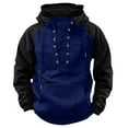 thumbnail image 1 of YUGYXL Mens Tactical Sweatshirts Lace Up Hooded Pullover Long Sleeve Cargo Workout Outdoor Hoodies with Pocket Blue L, 1 of 5
