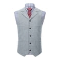 thumbnail image 1 of YUGYXL Mens Work Suit Vest Slim Fit Solid Formal Dress Waistcoat Casual Business Wedding Notch Neck Vests for Suit Silver M, 1 of 5