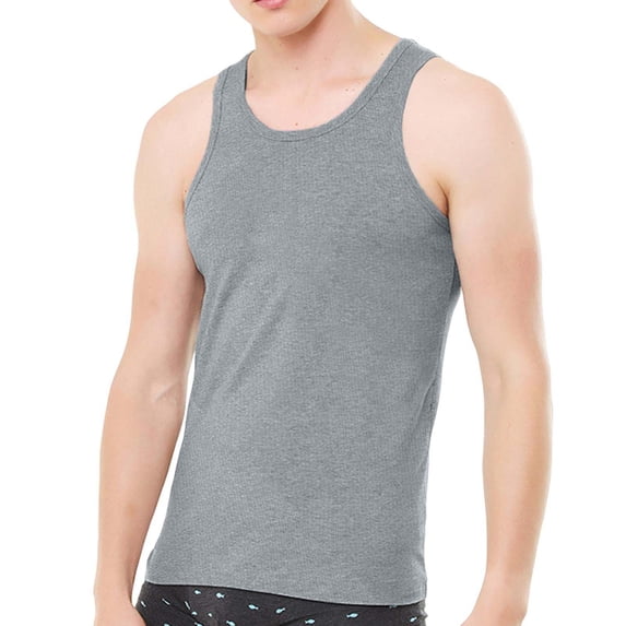 YUGYXL Mens Workout Sleeveless Shirts Athletic Exercise Gym Tank Tops Casual Fashion Plain Crewneck T-Shirt Soft Undershirts Gray L