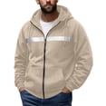 thumbnail image 1 of YUGYXL Mens Zip Up Fleece Lined Reflective Hoodies Sweatshirts Outdoor Workout Loose Pullover Tops with Pockets Beige Jacket, 1 of 9