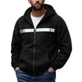 thumbnail image 1 of YUGYXL Mens Zip Up Fleece Lined Reflective Hoodies Sweatshirts Outdoor Workout Loose Pullover Tops with Pockets Black Jacket, 1 of 9
