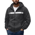 thumbnail image 1 of YUGYXL Mens Zip Up Fleece Lined Reflective Hoodies Sweatshirts Outdoor Workout Loose Pullover Tops with Pockets Gray Jacket, 1 of 9