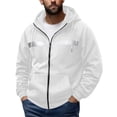 thumbnail image 1 of YUGYXL Mens Zip Up Fleece Lined Reflective Hoodies Sweatshirts Outdoor Workout Loose Pullover Tops with Pockets White Jacket, 1 of 9