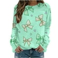 thumbnail image 1 of YUGYXL Pink Bows Sweatshirt for Women Plus Size Loose Blouse Crewneck Fall Winter Fashion Outfits Tops for Women Green S, 1 of 5