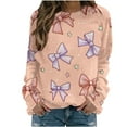 thumbnail image 1 of YUGYXL Pink Bows Sweatshirt for Women Plus Size Loose Blouse Crewneck Fall Winter Fashion Outfits Tops for Women Orange L, 1 of 5