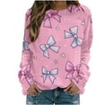 thumbnail image 1 of YUGYXL Pink Bows Sweatshirt for Women Plus Size Loose Blouse Crewneck Fall Winter Fashion Outfits Tops for Women Pink XXXXXL, 1 of 5
