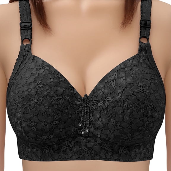 YUGYXL Plus Size Bralette for Women Wireless Full Coverage Bra Soft Comfortable Everyday Underwear Fashion Casual Bras Black XL