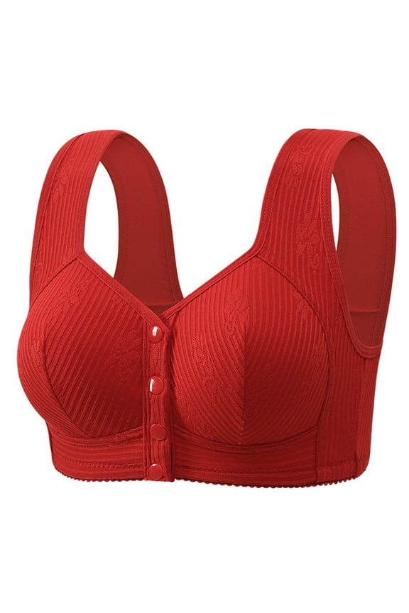 Plus Size Bras for Women Front Closure Seamless Bras No Rims Shape Lift Bras Tanks Breathable Yoga Workout Bras Red 40