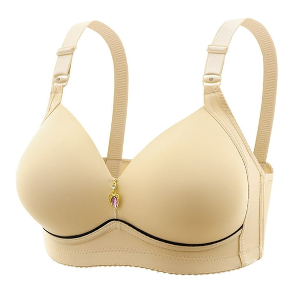 YUGYXL Plus Size Bras for Women Soft Comfy Wireless Underwear Bras Full Coverage Uplift Shapewear Bras Adjustable Bra Beige L
