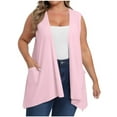 thumbnail image 1 of YUGYXL Plus Size Cardigan for Women Solid Color Sleeveless Loose Cardigans Tops Open Front Cardigan with Pockets Pink XXXL, 1 of 7