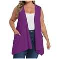 thumbnail image 1 of YUGYXL Plus Size Cardigan for Women Solid Color Sleeveless Loose Cardigans Tops Open Front Cardigan with Pockets Purple XXXXL, 1 of 7