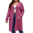 thumbnail image 1 of YUGYXL Plus Size Cardigans for Women Loose Knitted Cardigan Long Sleeve Solid Color Open Front CardiganHot Pink XXXL, 1 of 6
