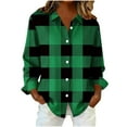 thumbnail image 1 of YUGYXL Plus Size Flannel Shirts for Women Lightweight Plaid Shirt Button Down Blouses Casual Army Green XXXXL, 1 of 6