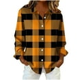 thumbnail image 1 of YUGYXL Plus Size Flannel Shirts for Women Lightweight Plaid Shirt Button Down Blouses Casual Orange L, 1 of 6