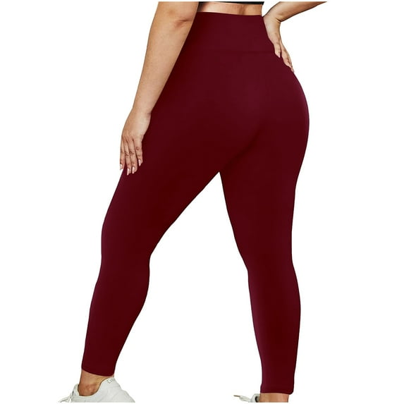 YUGYXL Plus Size Leggings for Women Quick Dry Stretch Slim Yoga Legging Casual Butt Lifting Comfy Leggings Wine XL