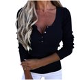 thumbnail image 1 of YUGYXL Plus Size Long Sleeve Shirt for Women Button V Neck Blouse Loose Lightweight Solid Color Clothes Black XXXXXL, 1 of 6