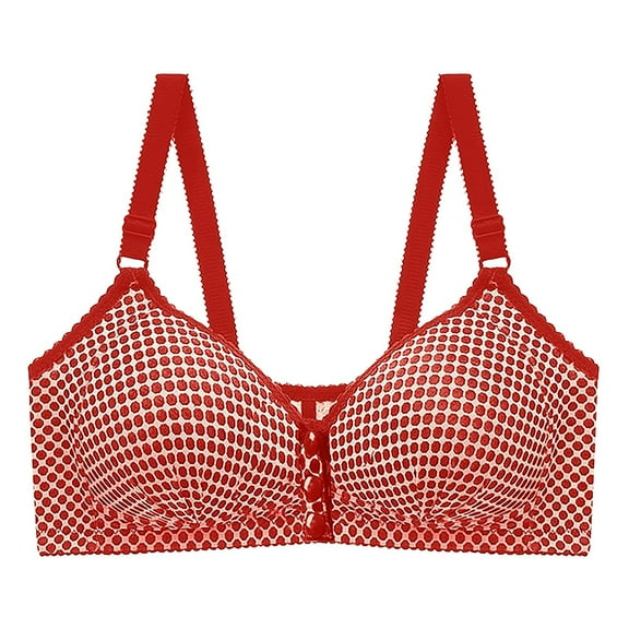 YUGYXL Plus Size Print Bras for Women Adjustable Bra No Rims Front Closure Daily Bras Back Smoothing Underwear Red 40