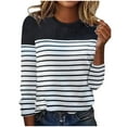 thumbnail image 1 of YUGYXL Plus Size Shirt for Women Long Sleeve Striped Blouse Patchwork Loose Comfy Sweatshirt Pullover Vacation Top Black XL, 1 of 5
