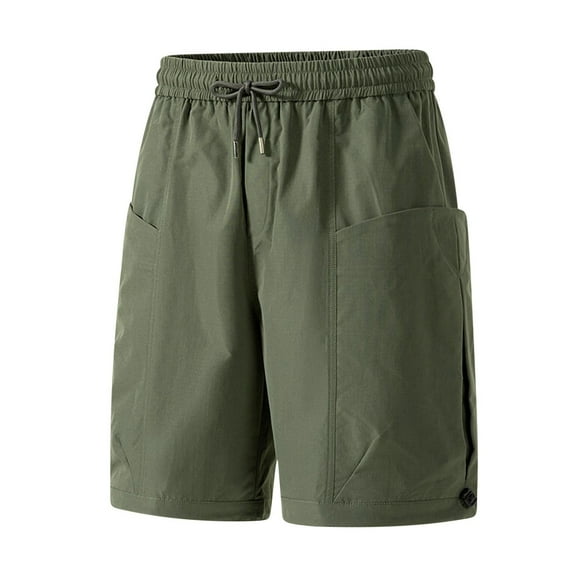YUGYXL Plus Size Shorts for Men Outdoor Cargo Shorts Big and Tall Loose Fit Hiking Shorts Stretch Waist Camping Shorts Army Green XXXXL