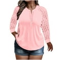 thumbnail image 1 of YUGYXL Plus Size Tops for Women Loose Fashion Lace Long Sleeve Button Up Shirts Dressy Casual Lightweight Pullover Pink XXXXXL, 1 of 7