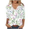 thumbnail image 1 of YUGYXL Plus Size Tshirts for Women 3/4 Length Sleeve Tops Cute Flower Graphic Tees Fashion V Neck Soft Comfy Shirts Sales B Multicolor XXXXXL, 1 of 4