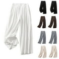 thumbnail image 1 of YUGYXL Plus Size Wide Leg Pants for Women Summer Elastic High Waist Loose Palazzo Pants Beach Holiday Long Pants with Pockets Coffee XXXL, 1 of 4