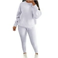 thumbnail image 1 of YUGYXL Plus Size Women 2 Piece Outfits Set Casual Long Sleeve Sweater Knit Pullover Top Leggings Pants Sweatsuit Lounge Sets White M, 1 of 6
