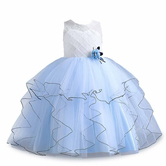 YUGYXL Princess Dress Up for Girls Elegant Tiered Tulle Pleated Dress Flower Girls Puffy Pageant Gown Toddler Formal Evening Party Dress Size 5-6 Years