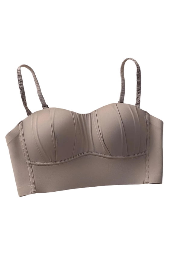 Push Up Bras for Women Wireless Corset Top Bustier Padded No Underwire Bras Full Coverage Bra Camisole Coffee