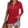 thumbnail image 1 of YUGYXL Quarter Zip Pullover Women Lapel V Neck Knit Sweaters Trendy Ribbed Half Zip Pullover Sweaters Collared Tunic Sweater Wine Sweatshirt S, 1 of 7