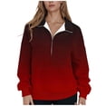 thumbnail image 1 of YUGYXL Quarter Zip Pullover Women Long Sleeve Gradient Casual Zip Up Hoodie Trendy Fall Sweatshirts Red Sweatshirt L, 1 of 5
