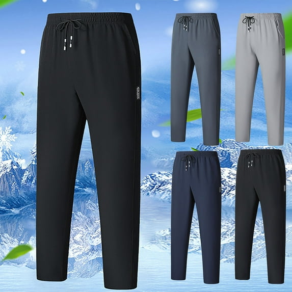 YUGYXL Quick Dry Workout Pants for Men Lightweight Drawstring Sweatpants Stretch Waist Breathable Sport Pants with Pockets Dark Gray XL