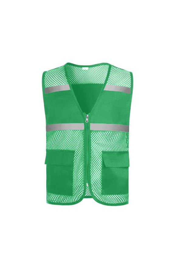 Reflective Safety Vest for Men Women with Pockets Mesh High Visibility Mesh Construction Vests Outdoor Work Green L