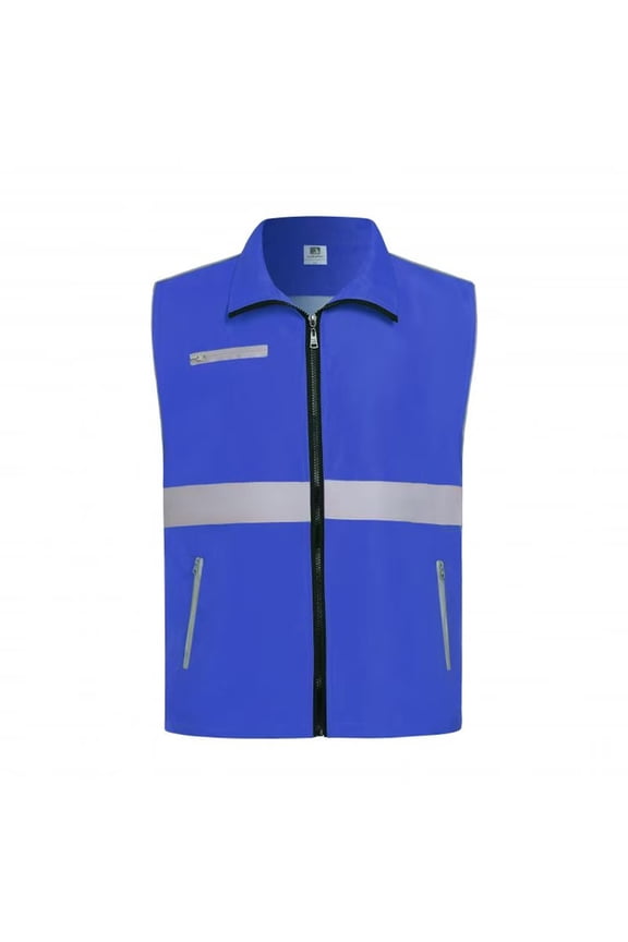 Safety Vest for Men Women High Visibility Safety Reflective Vests Hiking Running Lapel Collar Lightweight Tops Blue M