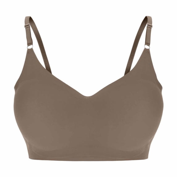 YUGYXL Seamless Bras for Women with Support No Underwire Push Up Full Coverage Lightly Bra Comfortable Solid Bralettes Brown