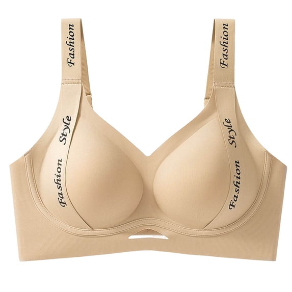 YUGYXL Seamless Wire-Free Push-Up Bra Full Coverage Support Gathered No Underwire Bras Comfort Breathable Everyday Bra Beige M