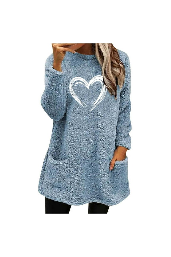 Sherpa Hoodie Dress for Women Cute Fuzzy Long Sleeve Sweatshirt Dress Casual Fall Mini Sweater Dress with Pockets Blue XXXL