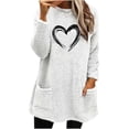 thumbnail image 1 of YUGYXL Sherpa Hoodie Dress for Women Cute Fuzzy Long Sleeve Sweatshirt Dress Casual Fall Mini Sweater Dress with Pockets White S, 1 of 4