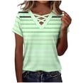 thumbnail image 1 of YUGYXL Shirts for Women Short Sleeve Tops Gradient Criss Cross V Neck Summer Casual Travel Work Shirt Going Out A Green Top M, 1 of 8