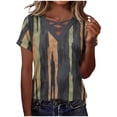 thumbnail image 1 of YUGYXL Short Sleeve Shirts for Women Spring Tops for Women V Neck Criss Cross Tees Womens Summer Tops Brown Top M, 1 of 9