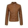 thumbnail image 1 of YUGYXL Slim Fit Stylish Vegan Leather Motor Jacket for Women Biker Motorcycle Coat Zipper Jackets Gold XS, 1 of 4