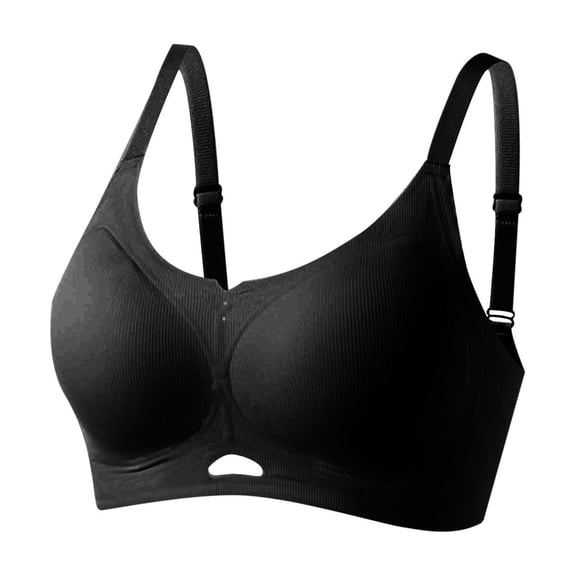 YUGYXL Soft Wireless Bra Comfortable Seamless Full Coverage Push Up Everyday No Show Hollow Out Comfy Bras for Women Black