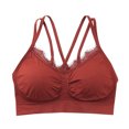 thumbnail image 1 of YUGYXL Sports Bras for Women Cross Straps Lace Underwear Bra Full Coverage Everyday Bra Padded Bralettes Lounge Bra Red Free Size, 1 of 3