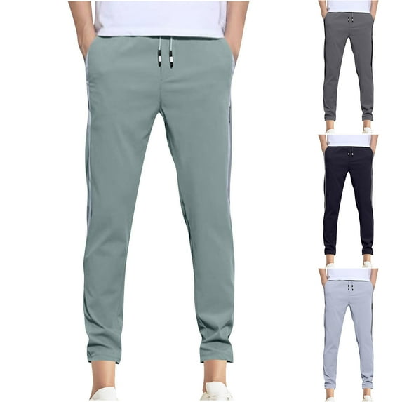 YUGYXL Sports Pants for Men Drawstring Active Sweatpants Slim Fit Workout Pants Daily Straight Pants Gray L
