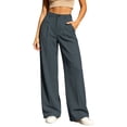thumbnail image 1 of YUGYXL Straight Wide Leg Dress Pants Women High Waist Business Casual Work Pants Flowy Breathable Palazzo Trousers Pockets Gray Pants, 1 of 7